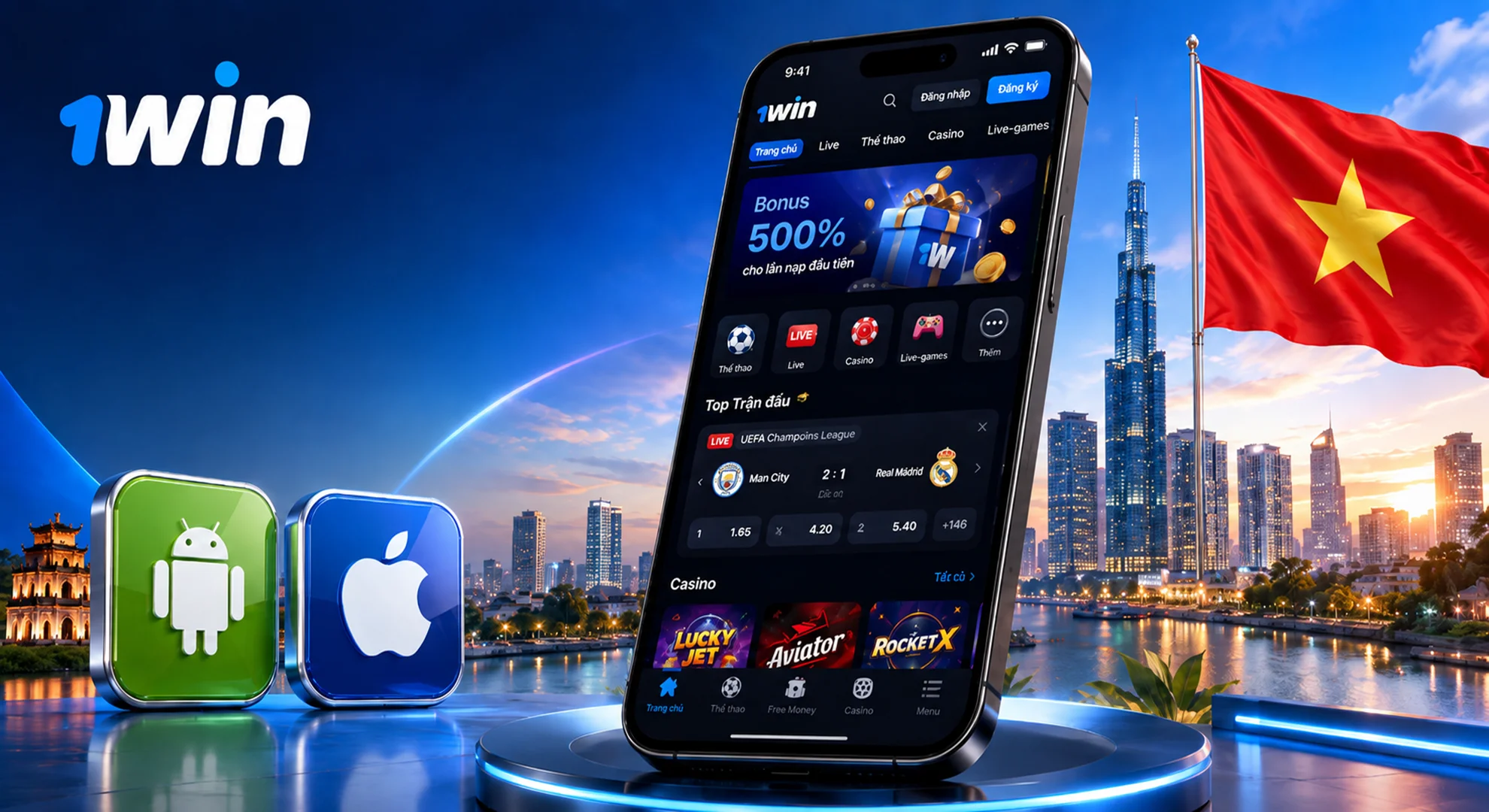 Ứng dụng 1win cho Android và iOS tại Việt Nam với casino online, cá cược thể thao và trò chơi di động
