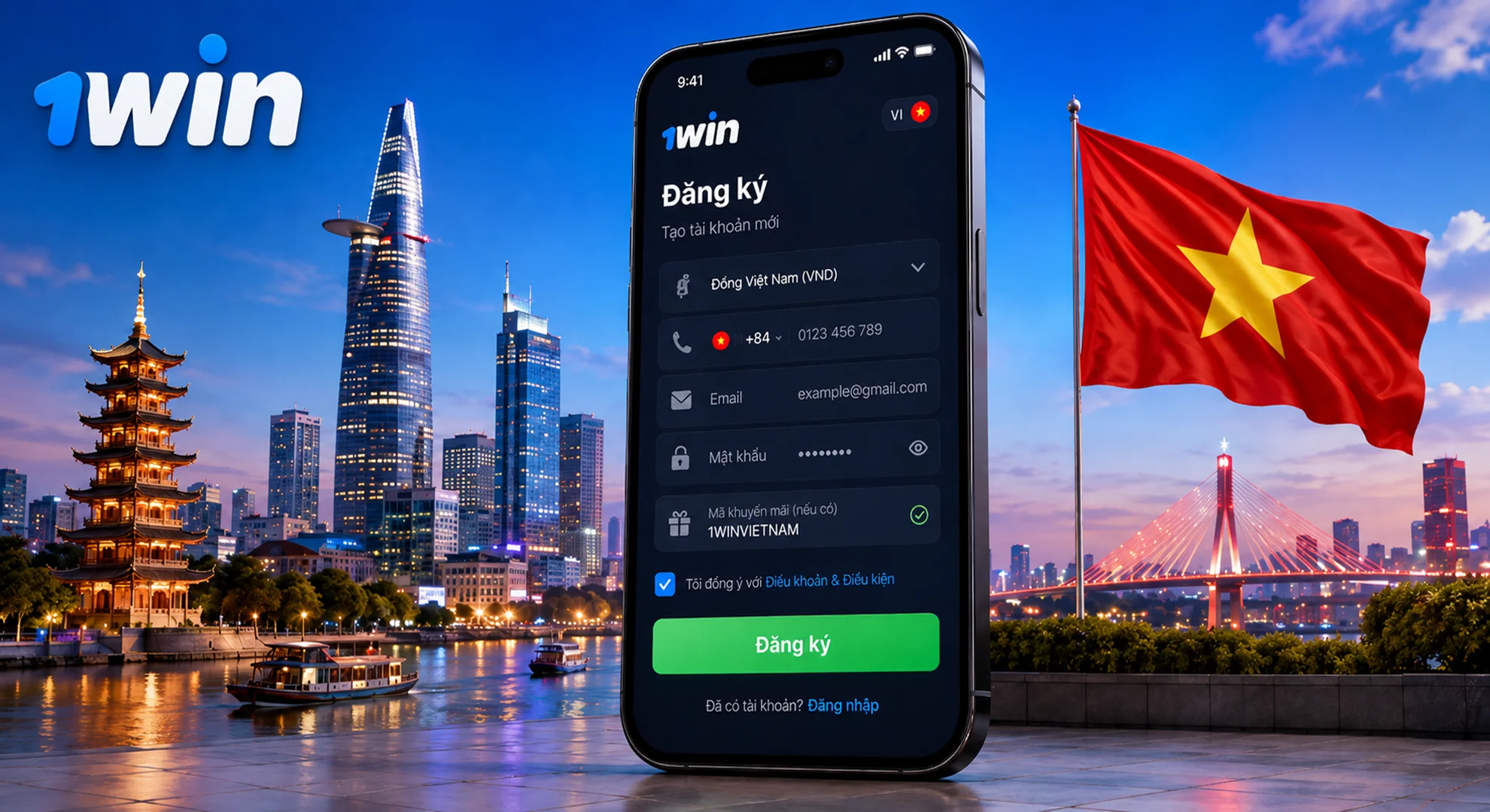 Đăng ký và đăng nhập 1win tại Việt Nam với giao diện tài khoản đơn giản, nhanh chóng và an toàn